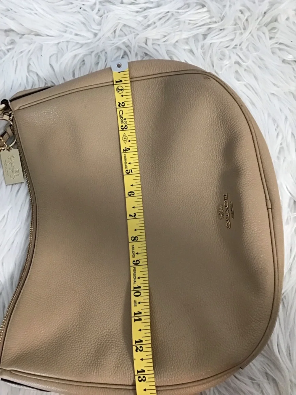 Coach Pebbled Leather Hobo Beige